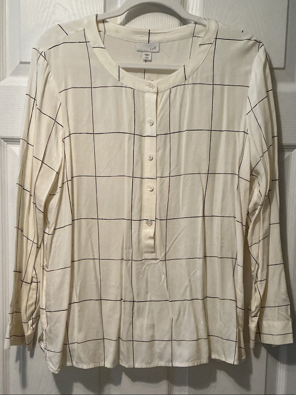J. Jill Cream Windowpane Button-Front Shirt